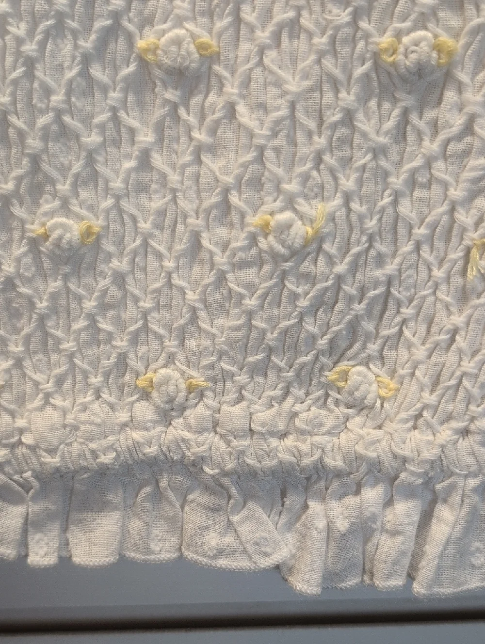 Free People Cecelia Puff Sleeve Smocked embroidered Rosette Cute Top M EUC